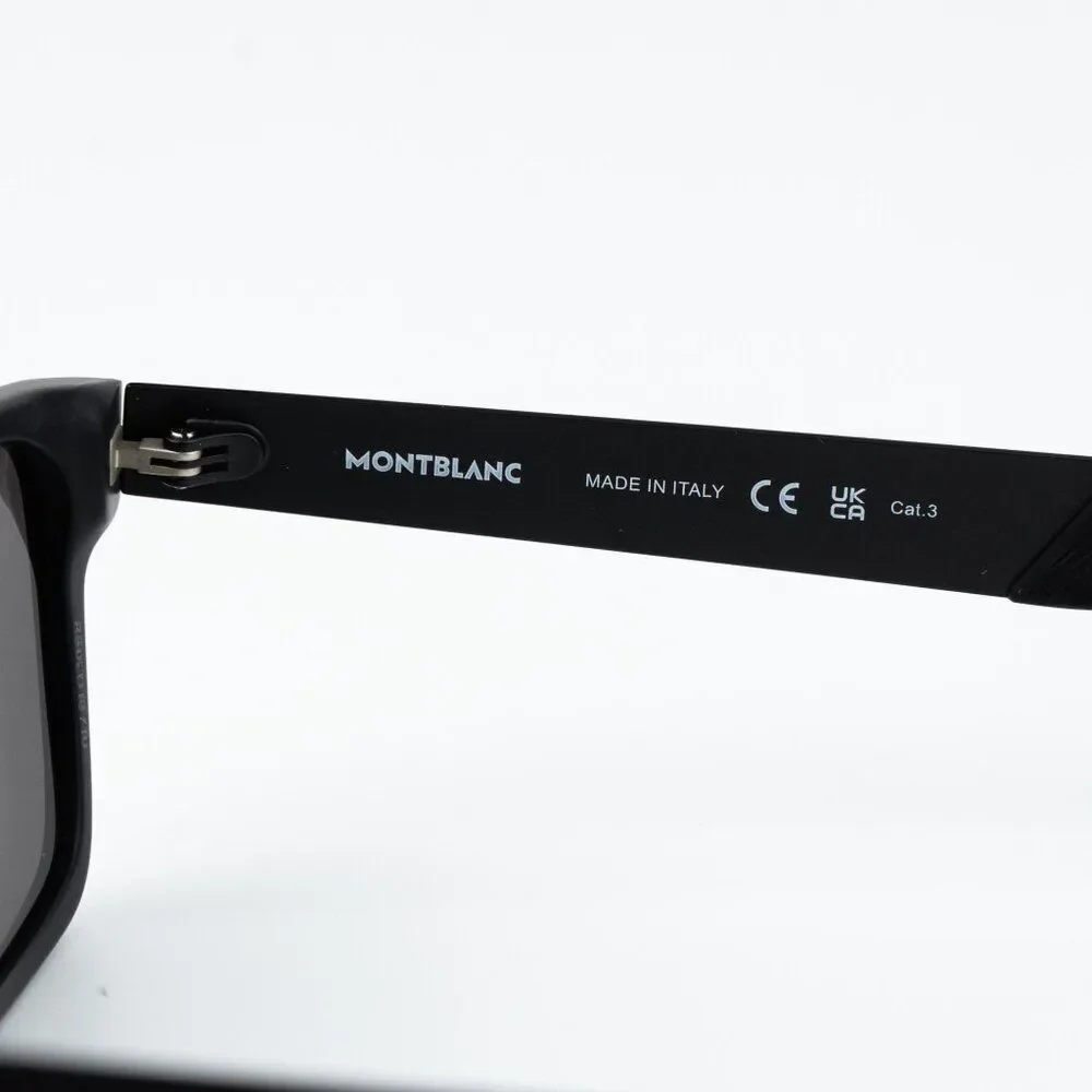 Montblanc Men Sunglasses Matte Black Grey Rectangle MB0299S 005 NEW AUTHENTIC